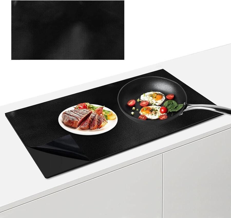 Inductie Kookplaat Mat Siliconen Beschermer Werkblad Beschermen Extra Groot Formaat 54 x 90 cm Zwart