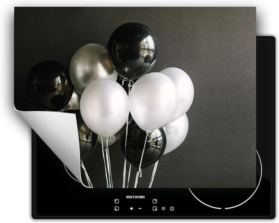 Inductie Kookplaat Protector Aanrecht Mat Keuken Werkruimte Kras- en Vuilafstotend 80x52 cm Zwarte Ballonnen