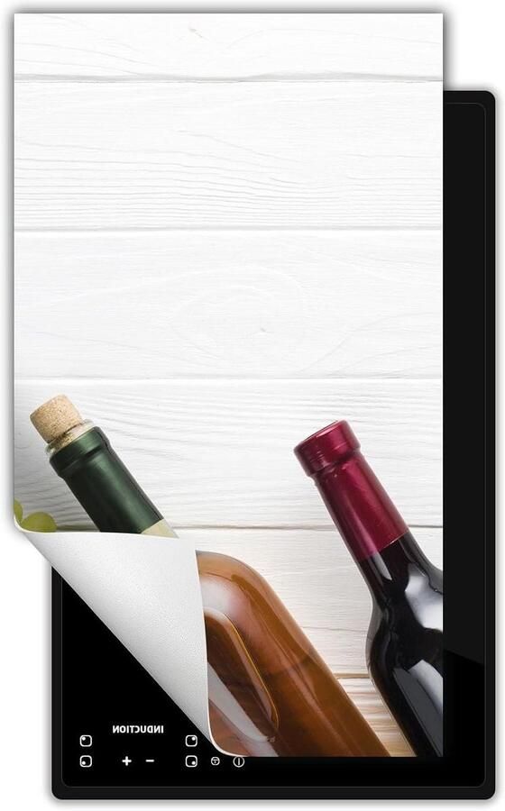 Inductie kookplaat protector Aanrechtblad beschermer Extra werkruimte creëren Kras- en vlekbestendig 30x52 cm Houtprint Wit