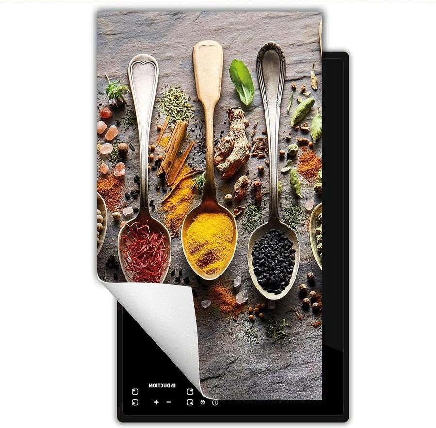 Inductie kookplaat protector Aanrechtblad beschermer Extra werkruimte Krasvrij en makkelijk schoon 30x52cm Kruiden design