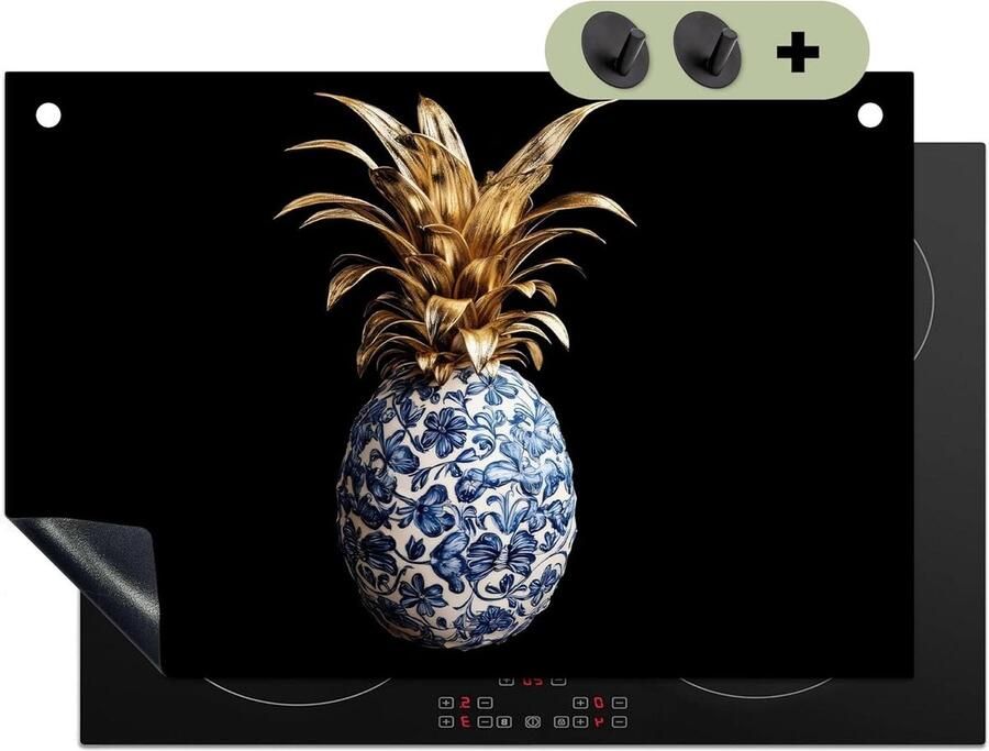 Inductie Kookplaat Protector Aanrechtblad Beschermer Keuken Beschermen Unieke Foto Print 52x78cm Goud Delft Blauw