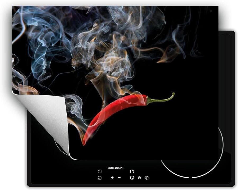 Inductie Kookplaat Protector Aanrechtblad Mat Keuken Beschermen Kras- en Vuilafstotend 80x52 cm Zwart Chili