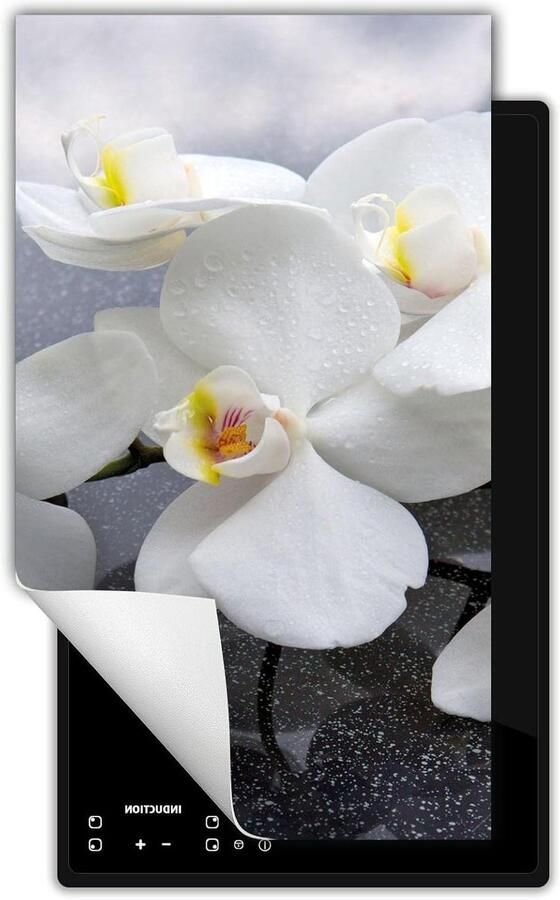 Inductie kookplaat protector Kookplaat deksel Extra werkruimte creëren Kras- en vlekbestendig 30x52 cm Wit met bloemenprint