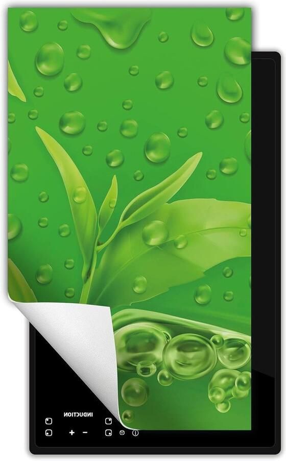 Inductie kookplaat protector Kookplaat deksel Extra werkruimte creëren Krasbestendig vinyl 30x52cm Groen bloemenprint