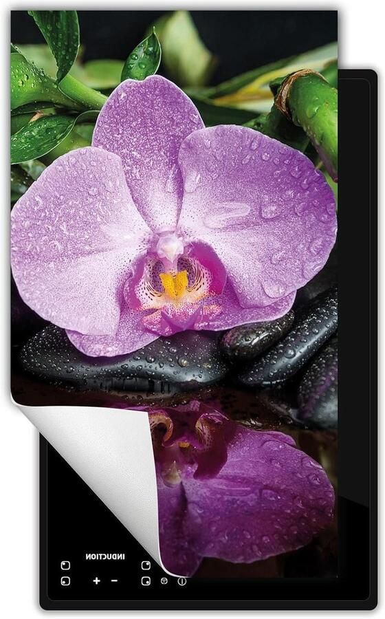 Inductie kookplaat protector Kookplaat deksel mat Extra werkruimte creëren Kras- en vlekbestendig vinyl 30x52 cm Orchidee