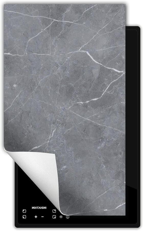 Inductie kookplaat protector Kookplaat deksel mat Extra werkruimte creëren Krasbestendig vinyl materiaal 30x52 cm Grijs marmer