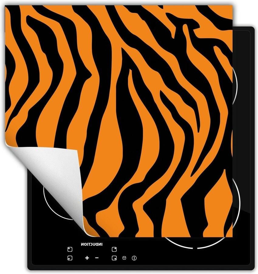 Inductie Kookplaat Protector Kookplaat Mat Extra Werkruimte Creëren Anti-Kras Vinyl 50x52 cm Zwart Oranje