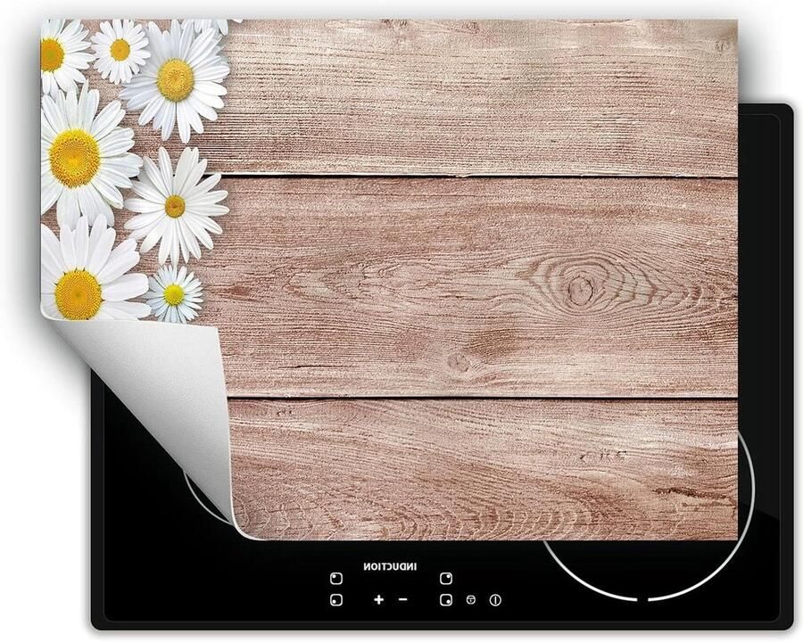 Inductie Kookplaat Protector Kookplaat Mat Extra Werkruimte Creëren Kras- en Vlekbestendig 80x52 cm Hout Bloemen