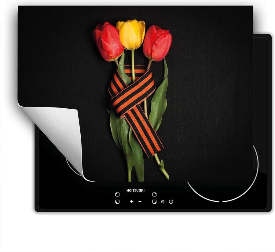 Inductie Kookplaat Protector Kookplaat Mat Extra Werkruimte Creëren Kras- en Vlekbestendig 80x52 cm Tulpen Design