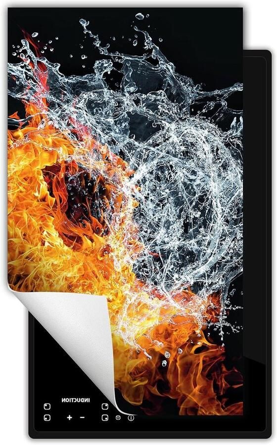 Inductie Kookplaat Protector Kookplaat Mat Extra Werkruimte Creëren Krasbestendig Vinyl 30x52 cm Water Vuur