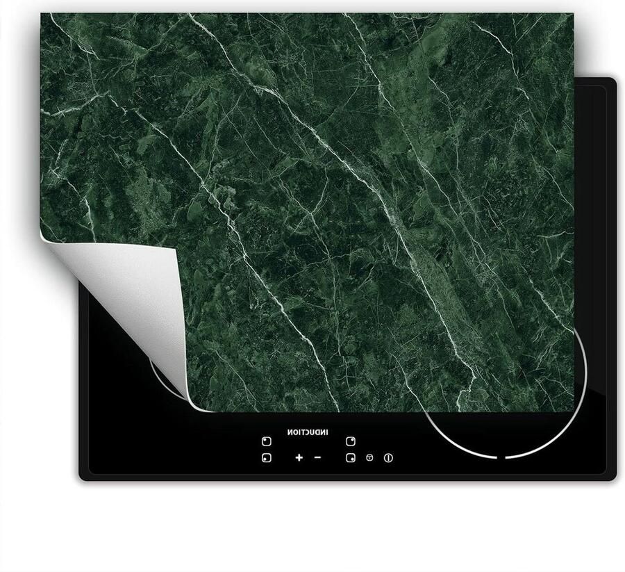 Inductie Kookplaat Protector Kookplaat Mat Keukenwerkblad Creëren Kras- en Vlekbestendig 80x52 cm Groen Marmer
