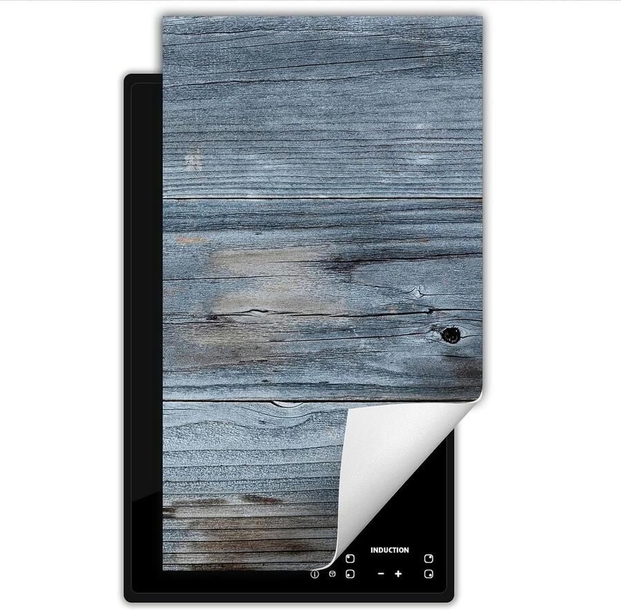 Inductie kookplaat protector Kookplaat mat Kookplaat beschermen Extra werkblad 30x52 cm Grijs hout bloem