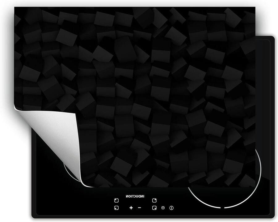 Inductie Kookplaat Protector Mat Aanrechtblad Extra Werkruimte Creëren Krasbestendig Vinyl 70x52 cm Zwart 3D