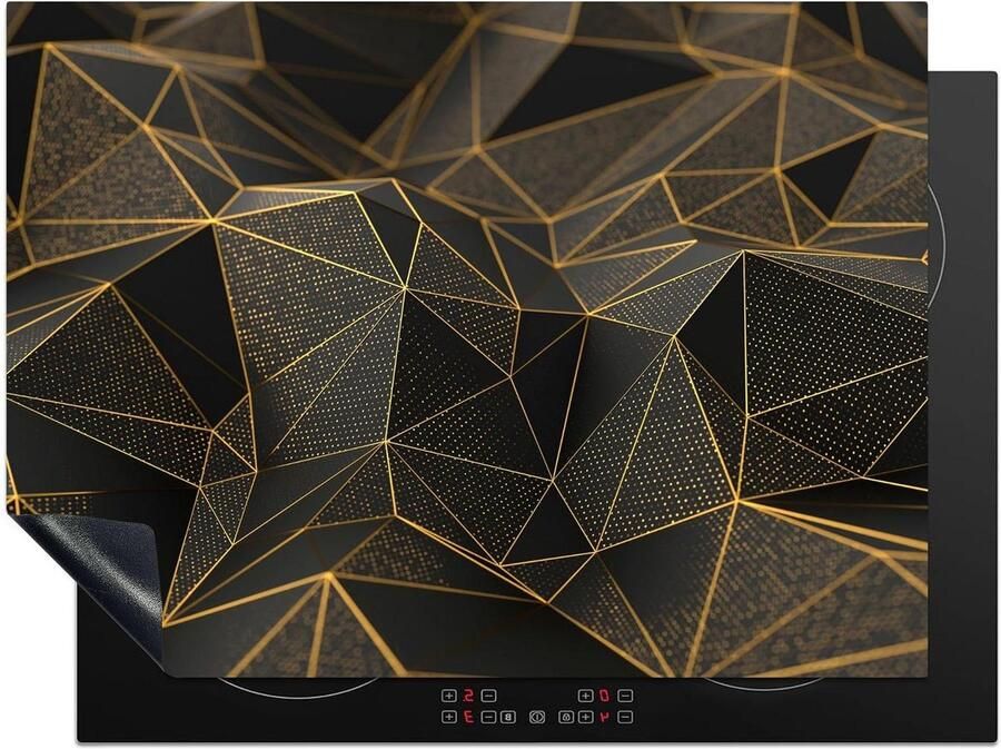 Inductie Kookplaat Protector Mat Beschermer Keuken Beschermen 3D Abstract Vinyl 70x52 cm Goud