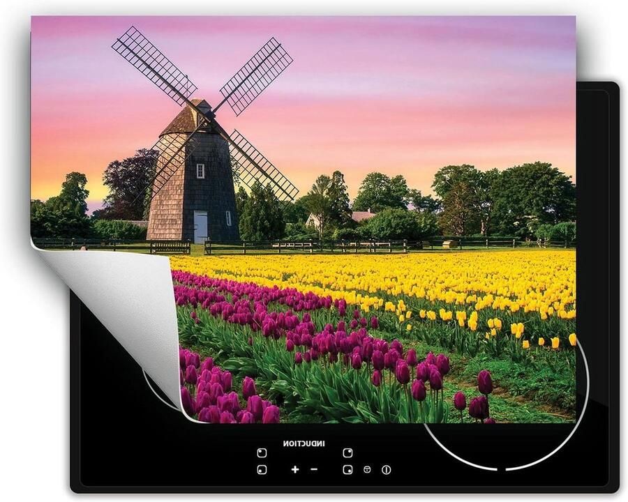 Inductie Kookplaat Protector Mat Kookplaat Extra Werkruimte Krasvrij 70x52cm Tulpen Windmolen