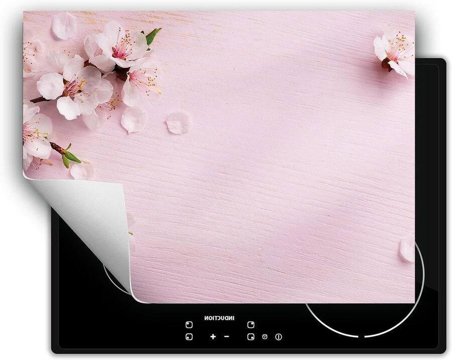 Inductie Kookplaat Protector Mat Kookplaat Werkplaat Mat Koken en Keuken Krasbestendig Vinyl 80x52 cm Roze Bloemen
