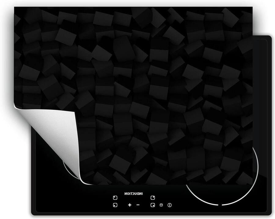 Inductie kookplaat protector Mat voor kookplaat Extra werkruimte creëren Krasbestendig vinyl 70x52 cm Zwart 3D