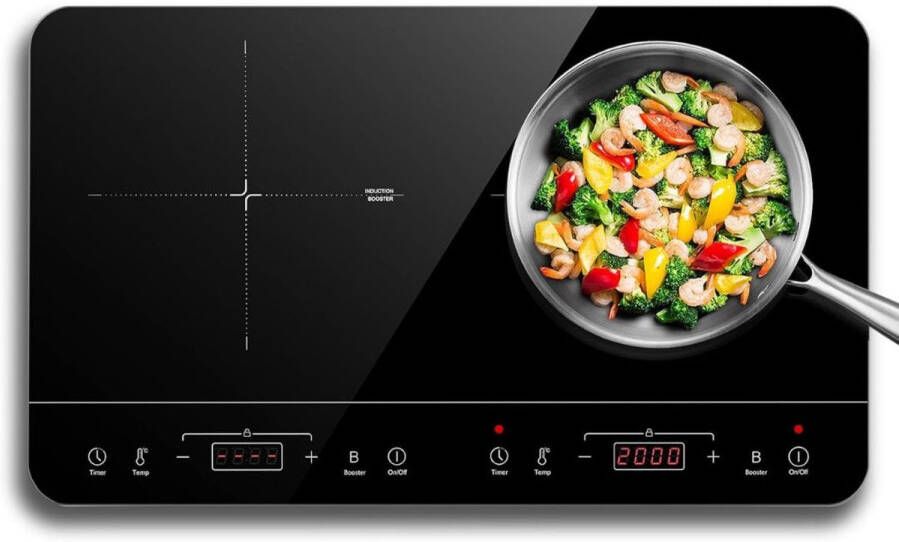 Inductie Kookplaat Vrijstaand Elektrische Kookplaat 2 Pits Keramische Zwart