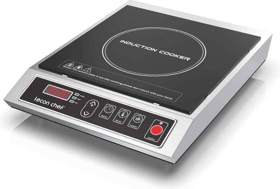 Inductie Kookplaat Vrijstaand Ultradun Draagbaar Ontwerp Elektrische Kookplaat met 50kg Draagvermogen Roestvrijstaal 3500W 24u Timer