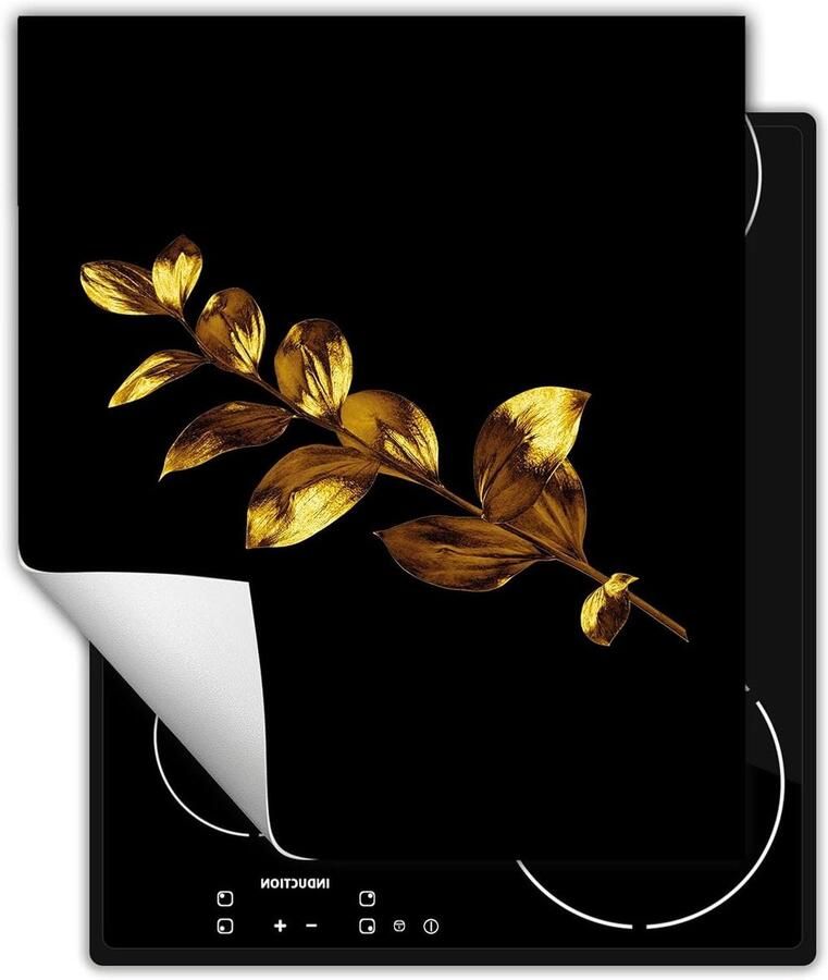 Inductie kookplaatafdekking Werkplaatafdekking Kookplaat Extra Werkruimte Creëren Krasbestendig Vinyl 45x52cm Zwart Goud