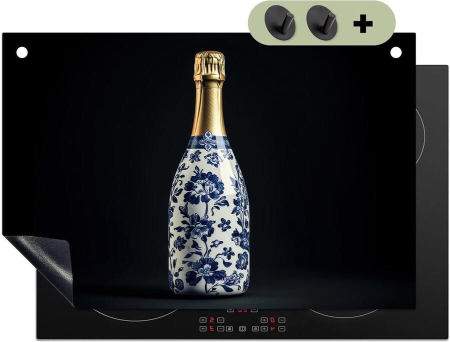 Inductie Kookplaatbeschermer Afnemer Kookplaat Spatscherm Keuken Decoratie Fotodruk Bloemen 51.5x76 cm Champagne