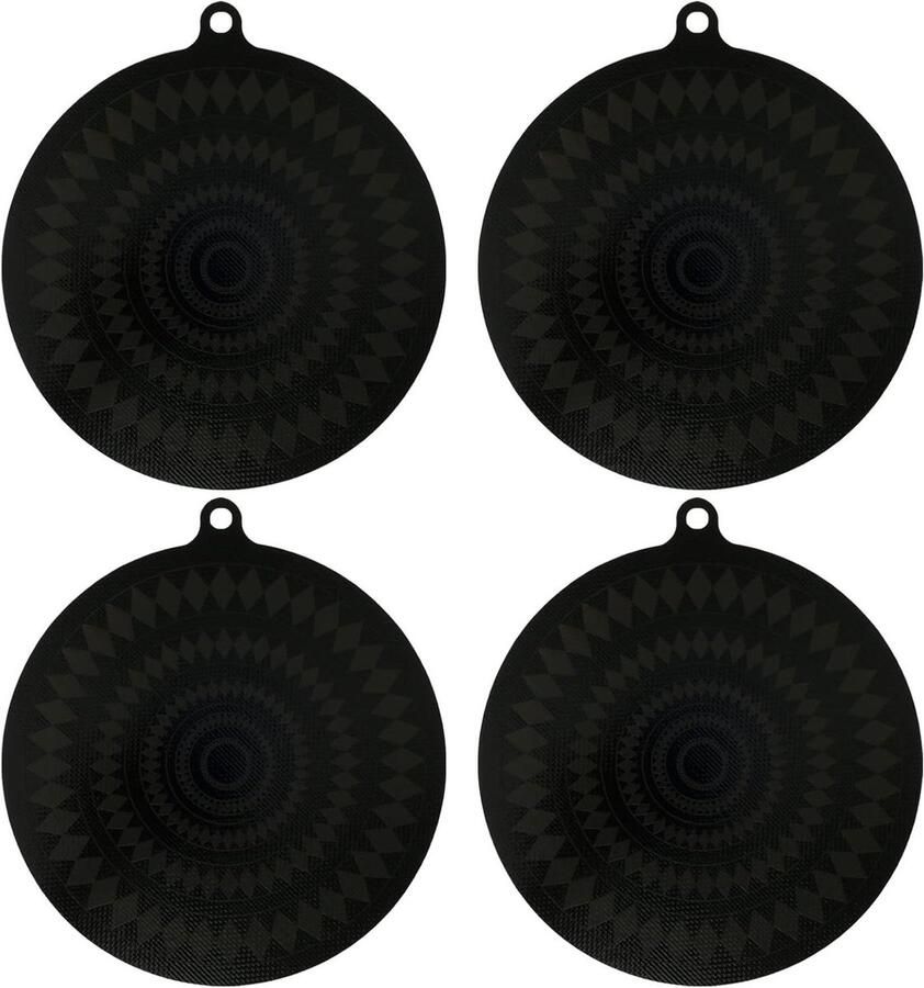 Inductie Kookplaatbeschermer Kookpan Mat Veilig Koken Kleurveranderende Indicator 4 Stuks 25x25cm Grijs