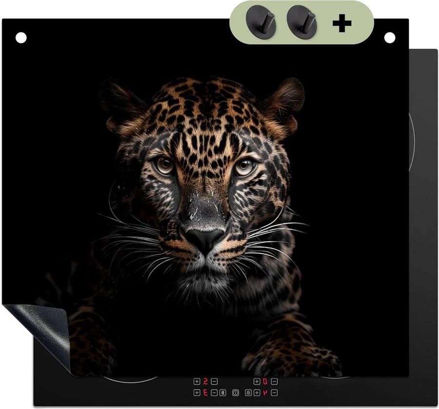 Inductie Kookplaat Beschermer Werkblad Beschermer Keuken Decoratie Unieke Fotodruk 51x59 cm Zwart Luipaard