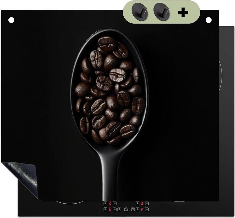 Inductie Kookplaatbeschermer Werkbladbeschermer Kookplaat Keuken Beschermen Unieke Fotodruk 51.3x58.3 cm Koffiebonen Lepel
