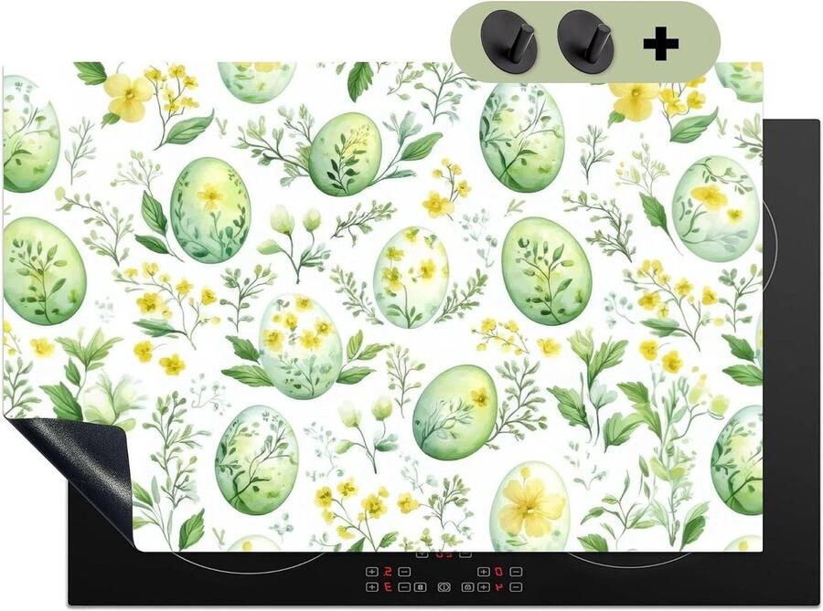 Inductie Kookplaatbeschermer Werkbladbeschermer Kookplaat Keuken Decoratie Anti Slip Mat 52x80 cm Groen Patroon