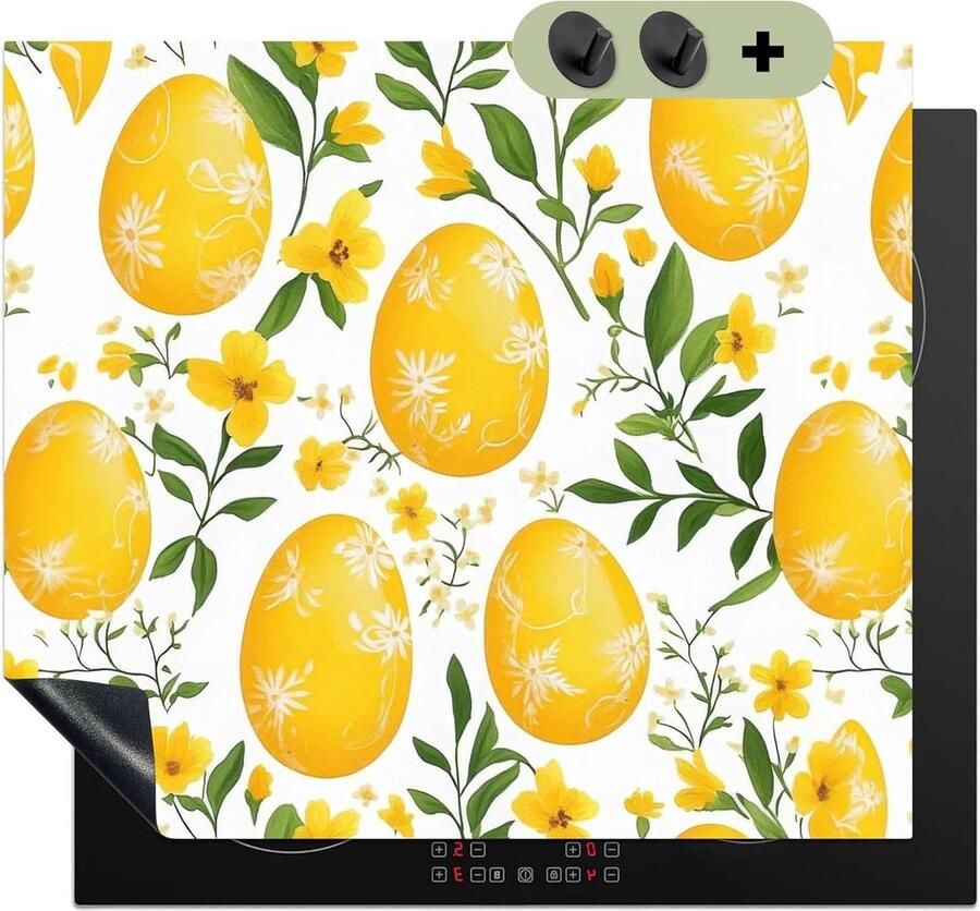 Inductie Kookplaatbeschermer Werkbladbeschermer Kookplaat Keuken Decoratie Unieke Fotodruk 52x60 cm Paaseieren Bloemen