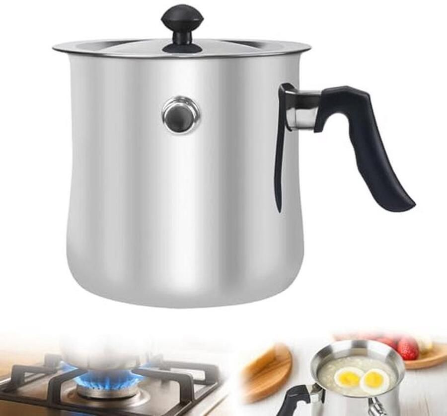 Inductie Melkpan met Deksel Dubbelwandige RVS Simmerpan 1 5L voor Gas Elektrisch en Inductie