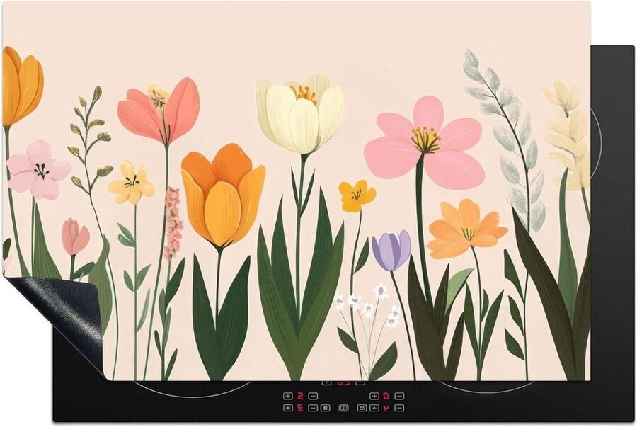 Inductie Protector Kookplaat Cover Keuken Werkruimte Unieke Foto Print 80x52 cm Pastelbloemen