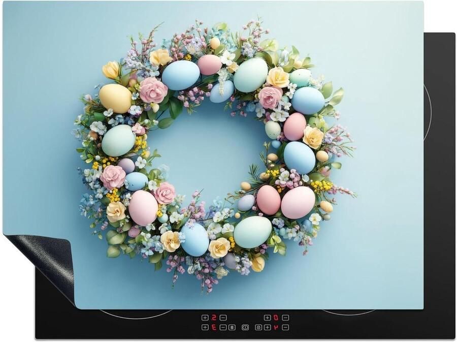 Inductie Protector Kookplaat Deksel Extra Werkruimte Unieke Foto Print 71x52cm Wreath Eggs
