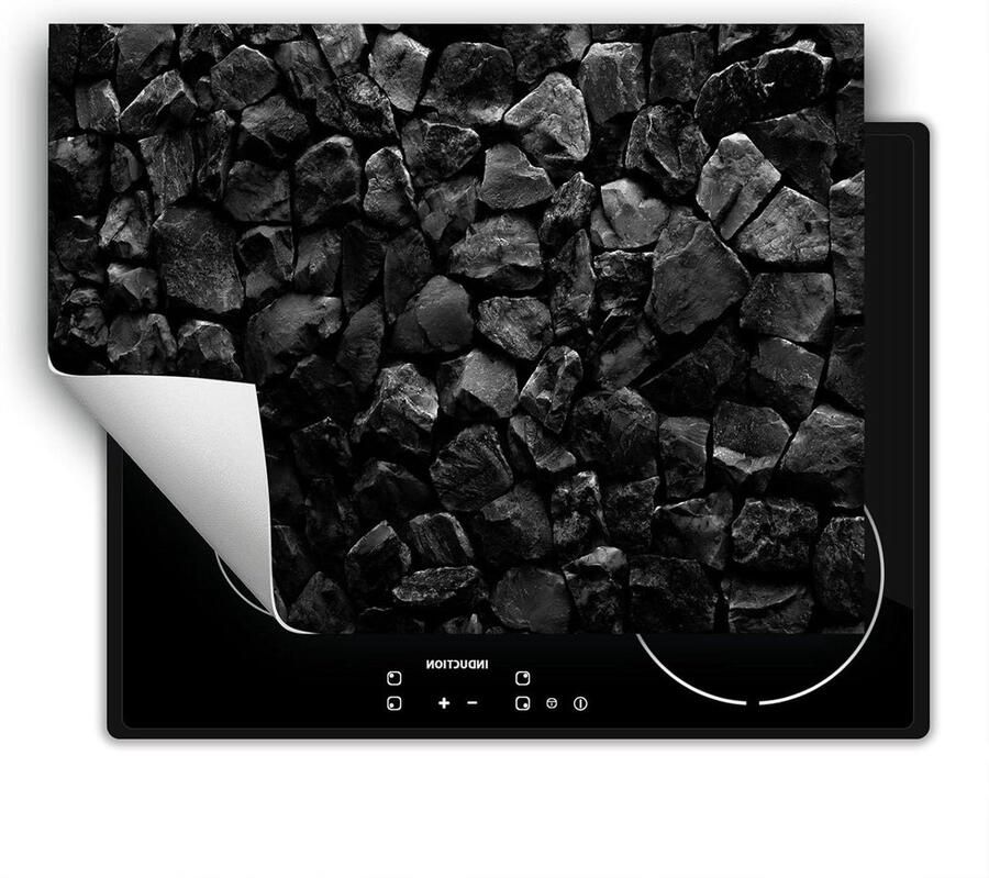 Inductie Protector Kookplaat Mat Aanrecht Vergroten Krasbestendig Oppervlak 80x52 cm Zwart Steen