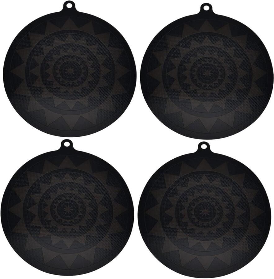 Inductie Siliconen Mat Kookplaat Protector Fornuis Beschermen Thermochrome Kleurverandering 4 Stuks 24cm Zwart