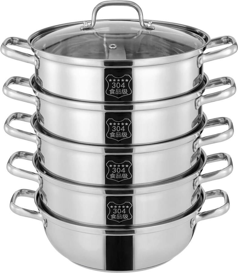 Inductie Stoompan Grote Capaciteit Stomer Gezond Koken Verdikte Duurzame Bodem 30 cm Diameter