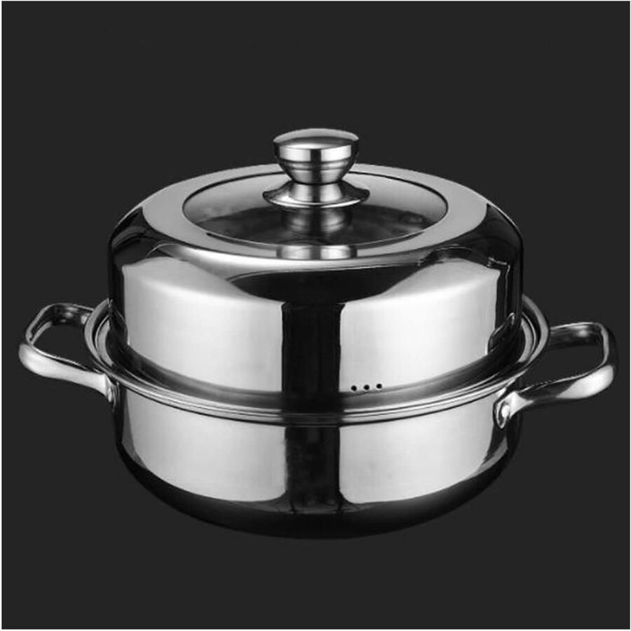 Inductie Stoompan Stoofpan met deksel Gezond Koken Verdeler voor stoom Niet gespecificeerd Zilver