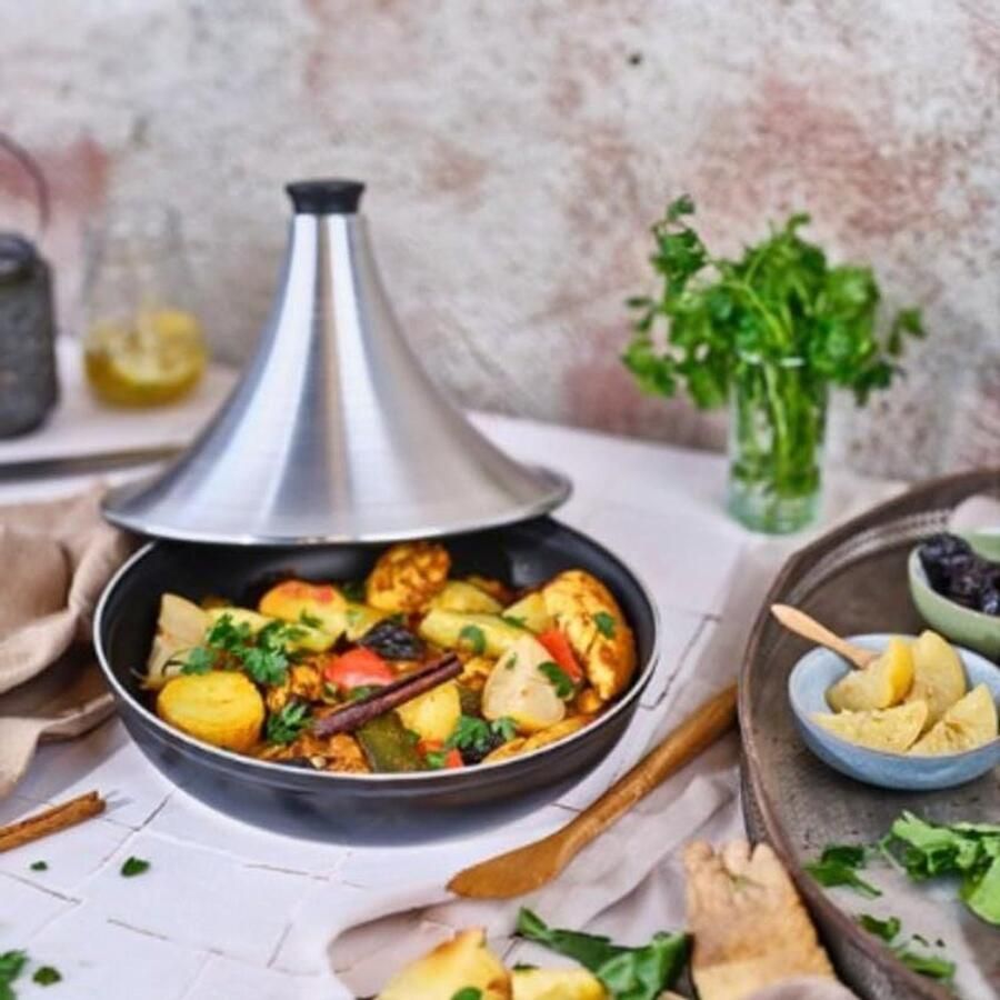 Inductie Tajine Aluminium Pan Gelijkmatig Koken Handgemaakt Decoratie 29 cm Diameter Aluminium