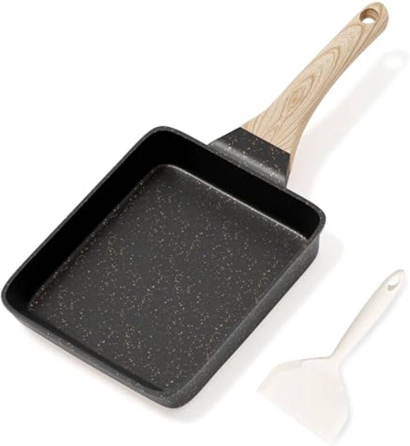 Inductie Tamagoyaki Omeletpan Antiaanbak Koekenpan met Granieten Coating voor Ontbijt Pannenkoeken en Kamperen