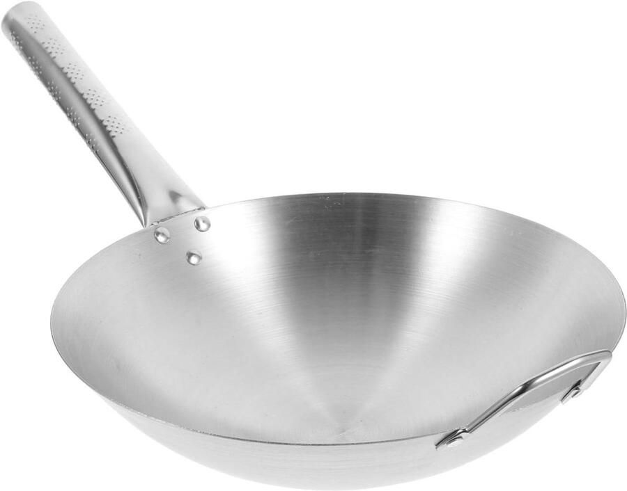 Inductie Wokpan Roestvrij Staal Pan Koken en Bakken Antiaanbaklaag 49x30cm Zilver