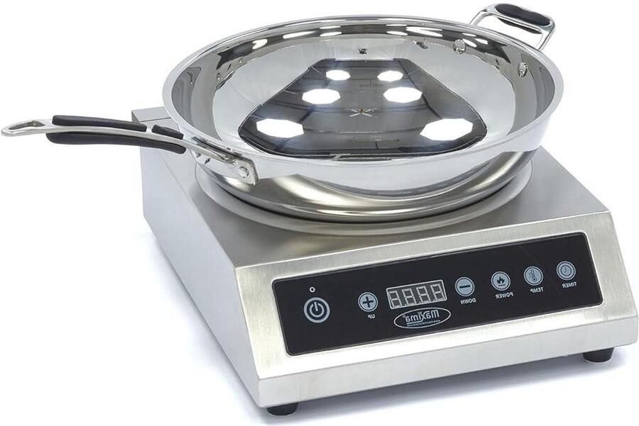 Inductie Wokplaat Elektrische Wok Professioneel Koken Snelle Verhitting 425 x 340 mm Zilver