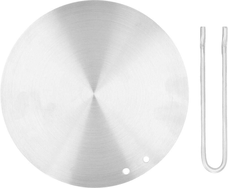 Hitteverspreider Plaat Inductie Adapter Gelijkmatig Koken Met Afneembare Handgreep 17.5cm Diameter Zilverkleurig