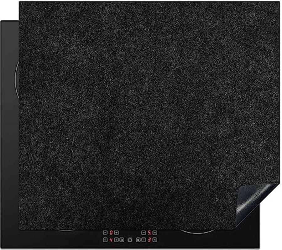 Inductiebeschermer 59x51cm Anti Slip Mat voor Inductiekookplaat Keuken Bescherming en Decoratie Zwart en Graniet Design