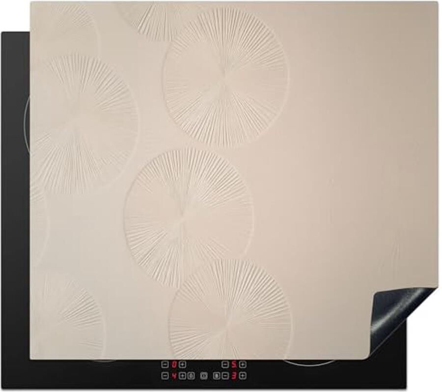 Inductiebeschermer 59x52cm Keuken Decoratie en Hob Beschermer voor Inductiekookplaat Anti Slip Mat Japandi Beige Modern
