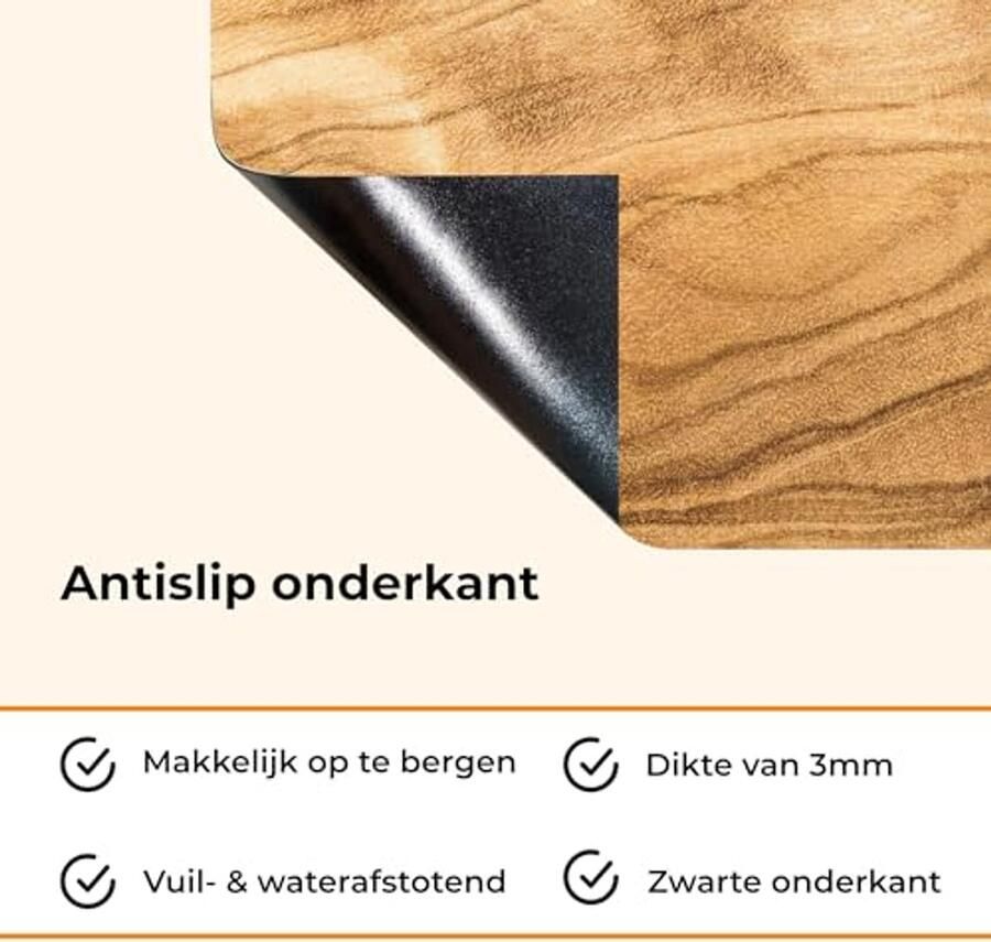 Inductiebeschermer 60x52 cm Olijf Hout Vintage Afdekplaat voor Inductiekookplaat en Beschermer