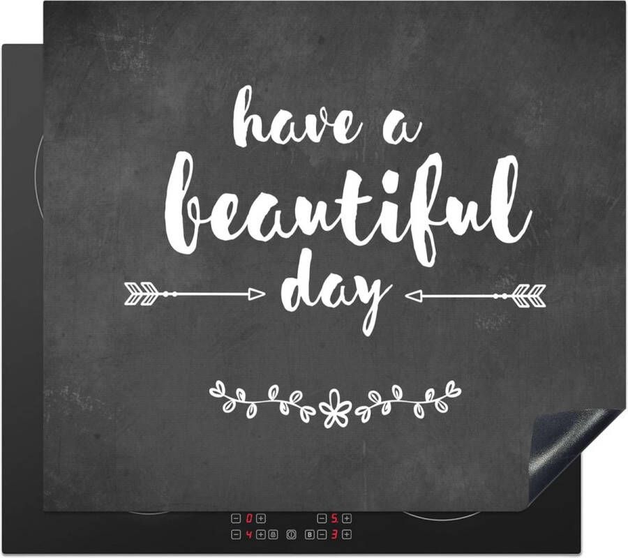 Inductiebeschermer 60x52 cm voor Kookplaat Antislip Afdekplaat met Unieke Foto Grijs en Wit