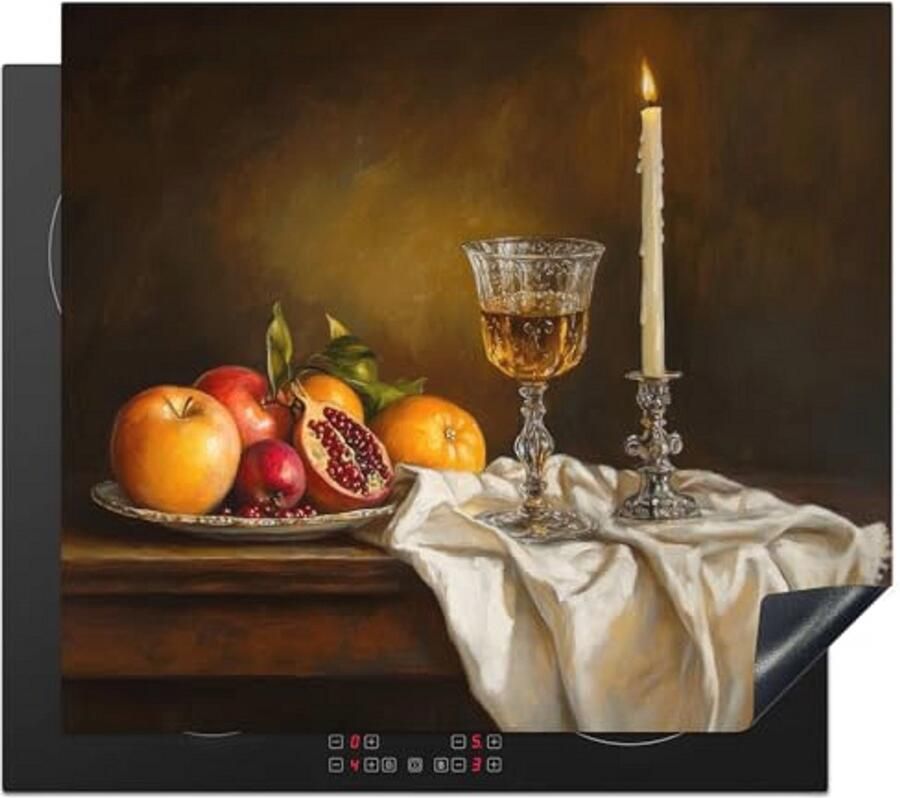 Inductiebeschermer 60x52cm Antislip Keukenbescherming voor Inductiekookplaten Decoratieve Ondergrond met Fruit en Kaarsen