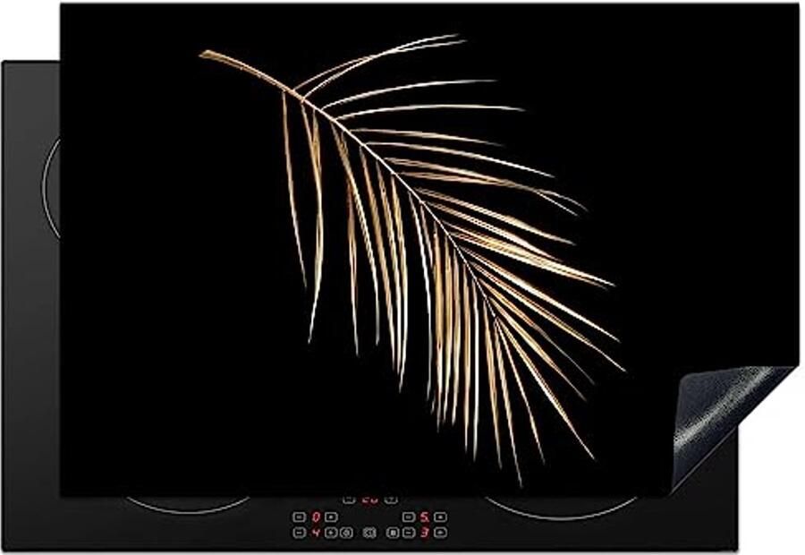 Inductiebeschermer 77x51cm Antislip Mat voor Inductiekookplaat Luxe Decoratie met Planten Goud Zwart