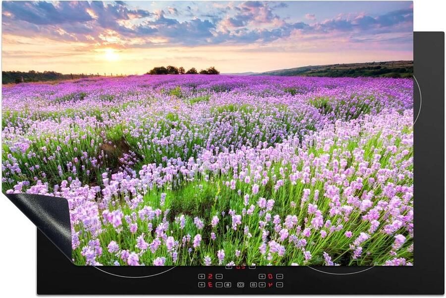 Inductiebeschermer Inductiemat Kookplaat Keuken Beschermen Bloemenprint Natuur 80x52 cm Paars Multicolor