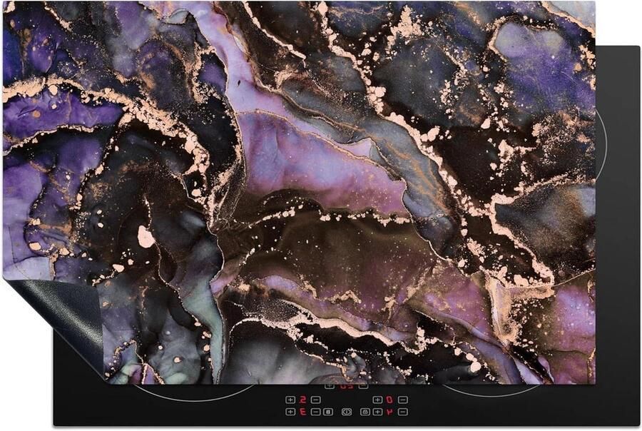 Inductiebeschermer Inductiemat Kookplaat Keuken Verfraaien Krasvrij Werkoppervlak 80x52 cm Marmer Goud Roze